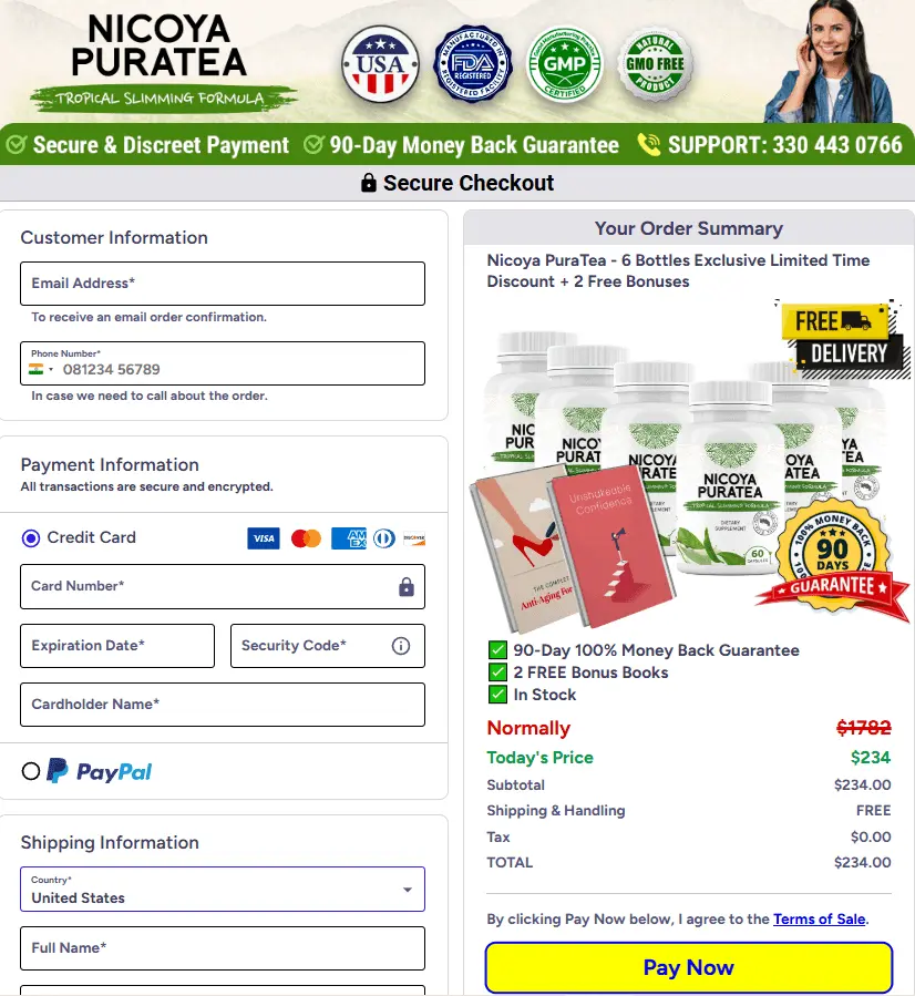 Nicoya PuraTea Official Website Secure Order Page